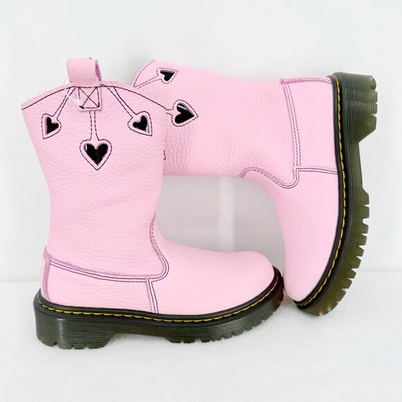 Dr. Martens Women's Pink Bex Heart Leather Boots Size US 6 Zip Side Closure NWOB - Picture 8 of 12